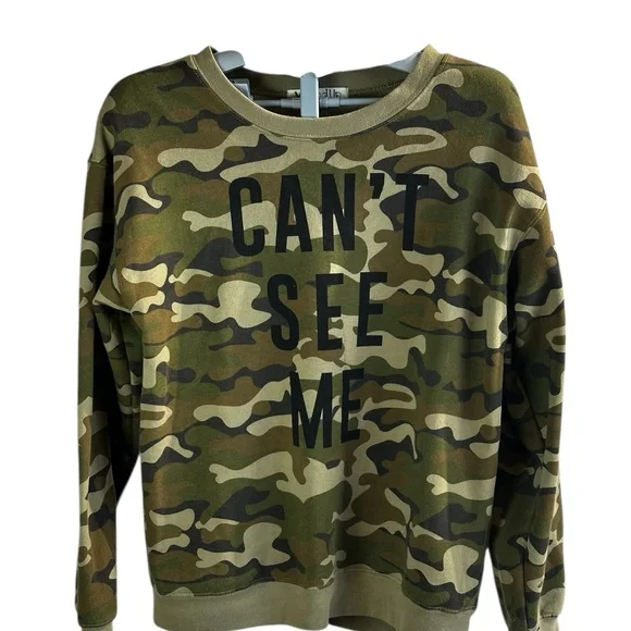 Wound Up Camouflage Crewneck Women’s Sweatshirt, Streetwear/Casual/ Playful Bold - Picture 2 of 11